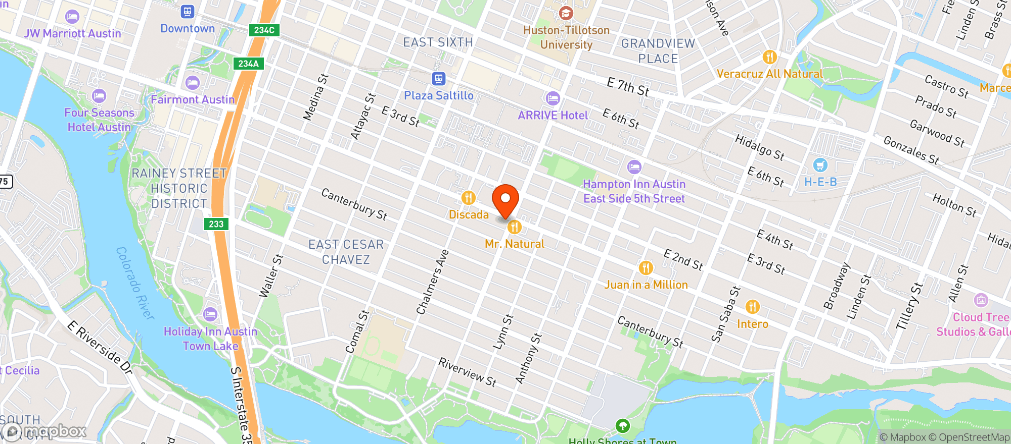 Map showing East 1st Grocery