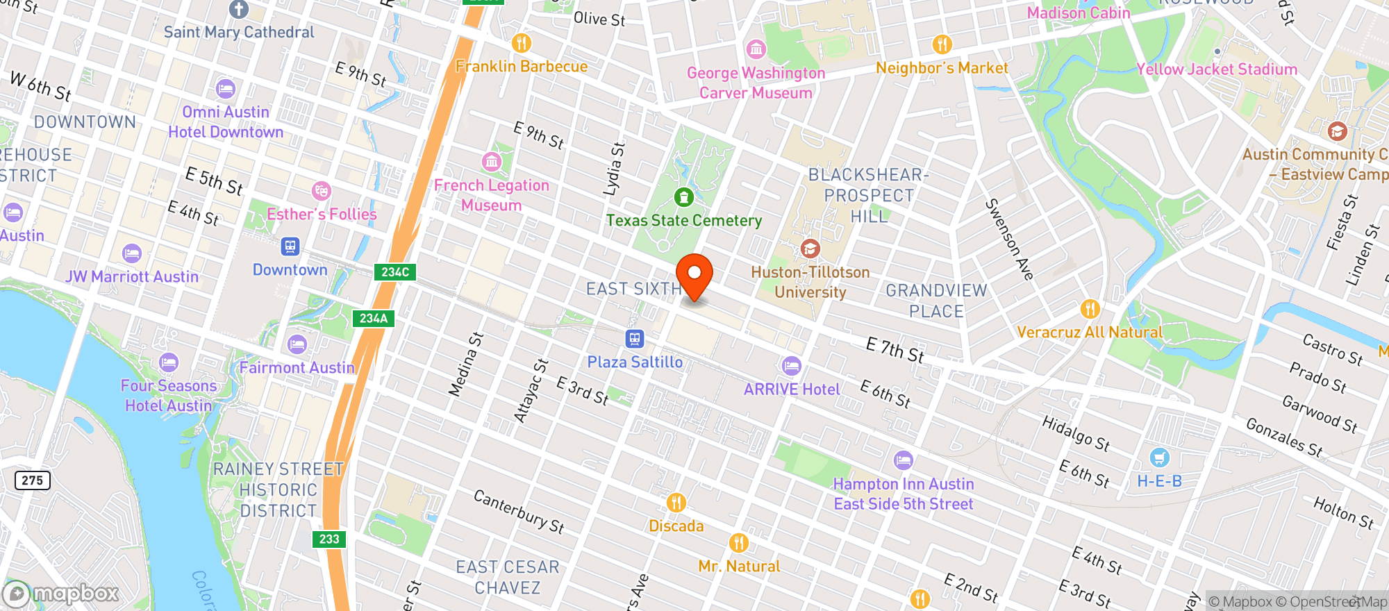 Map showing The Glassmith - 6th Street