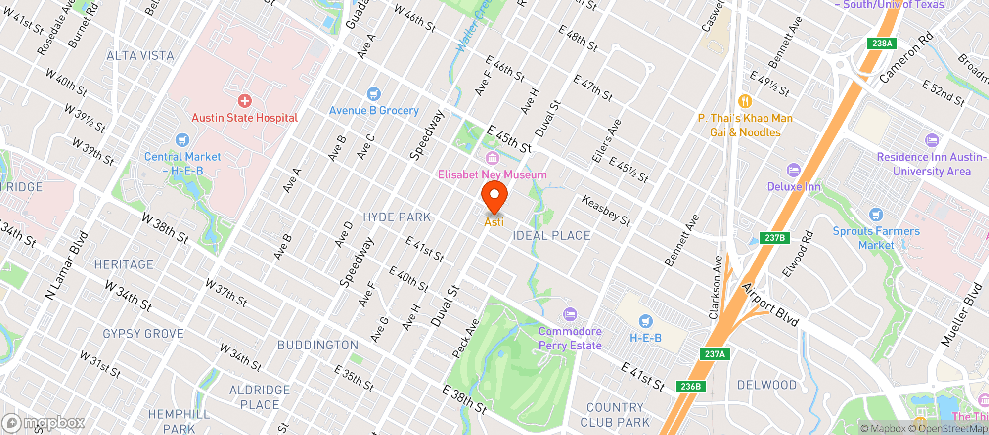 Map showing Curras Hyde Park