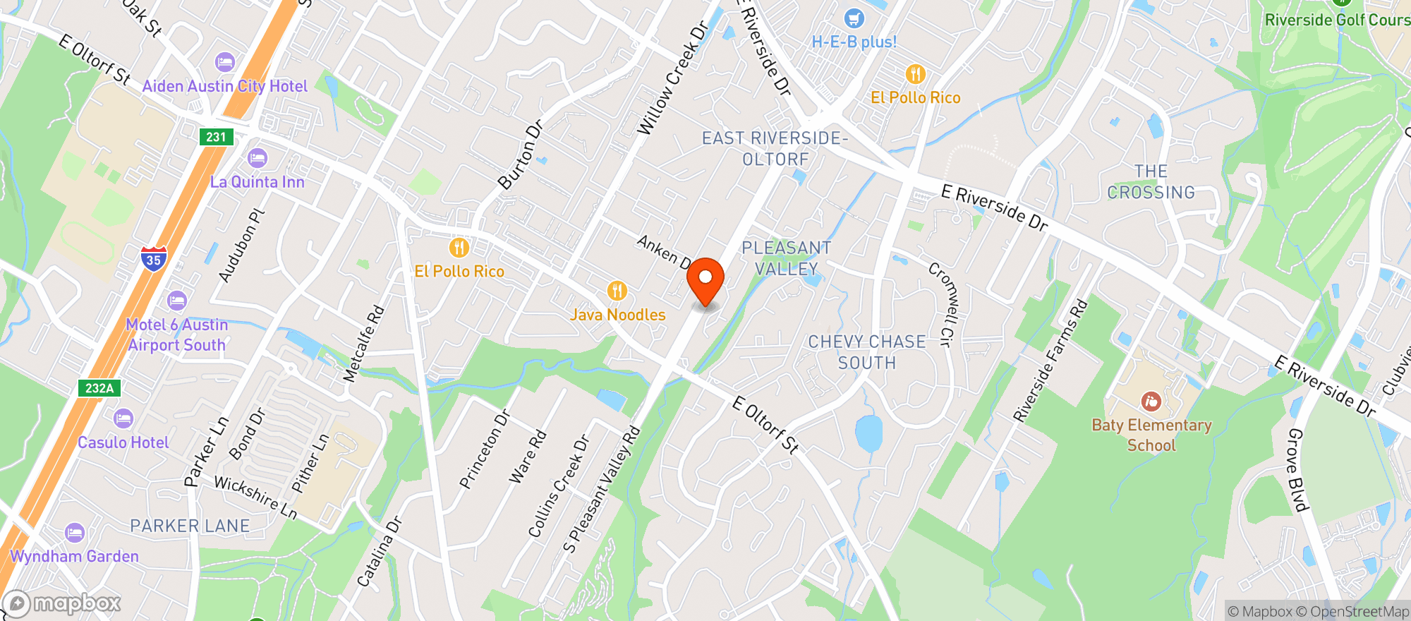 Map showing Champs Food Mart