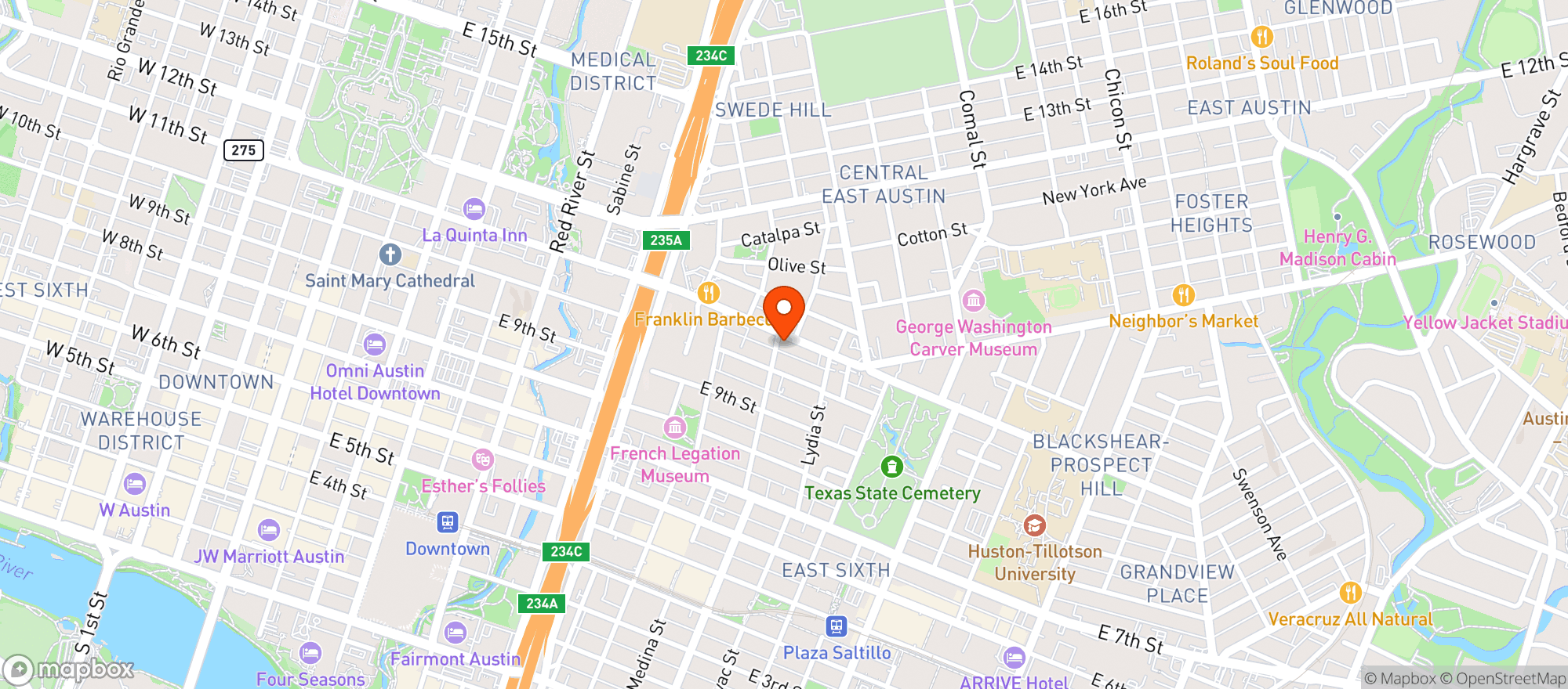 Map showing Vintage Bookstore and Wine Bar