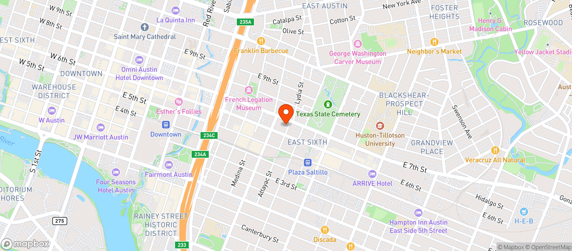 Map showing Cute Nail Studio - 7th St