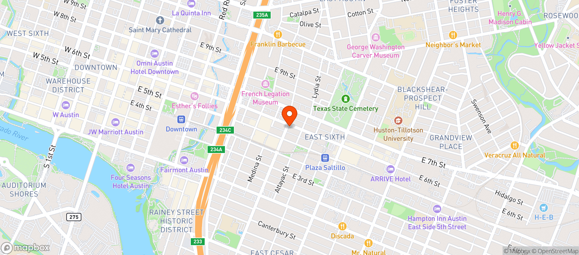 Map showing Buenos Aires Cafe
