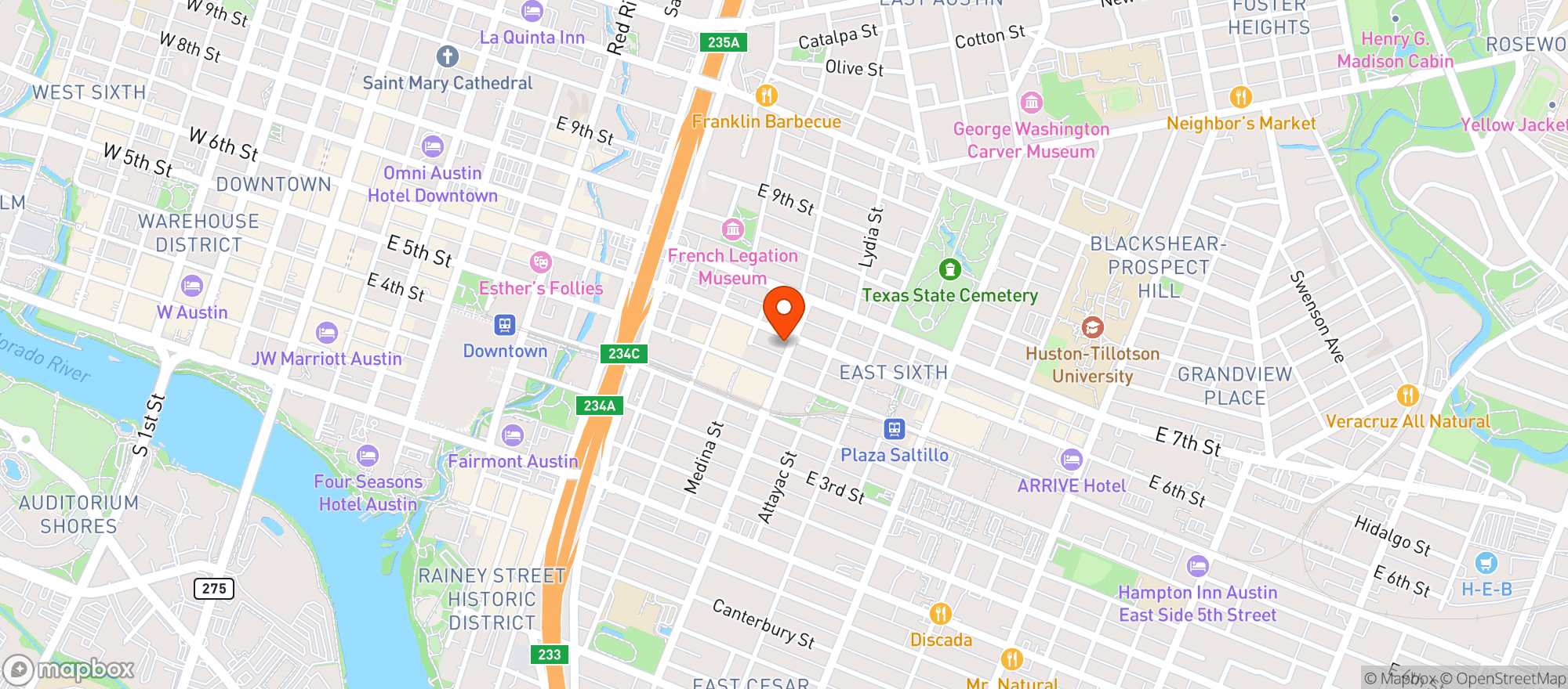 Map showing Violet Crown Social Club