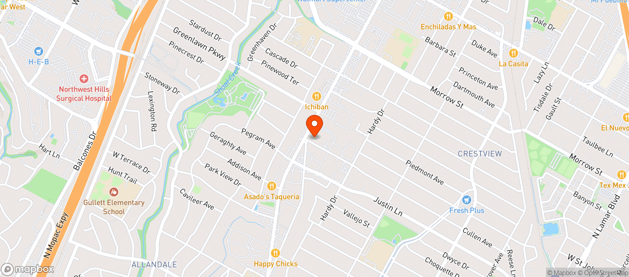 Map showing Mama Bettys Tex-mex Cantina