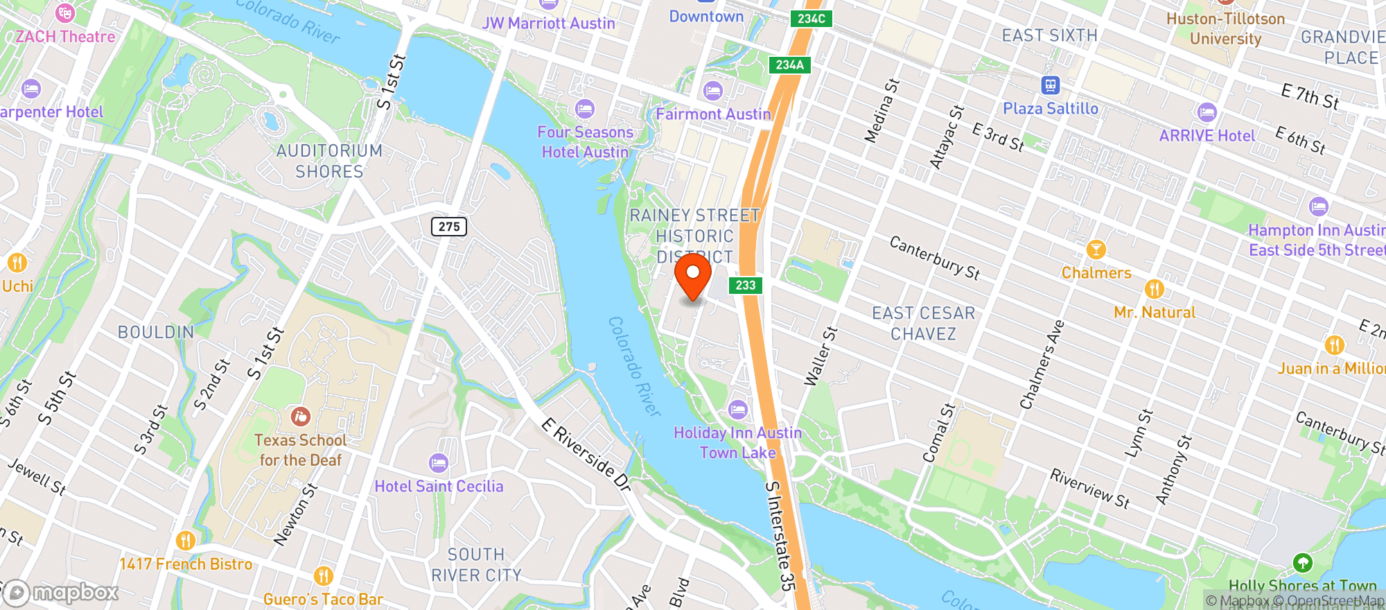 Map showing Cuvee Coffee & Natiivo Lounge