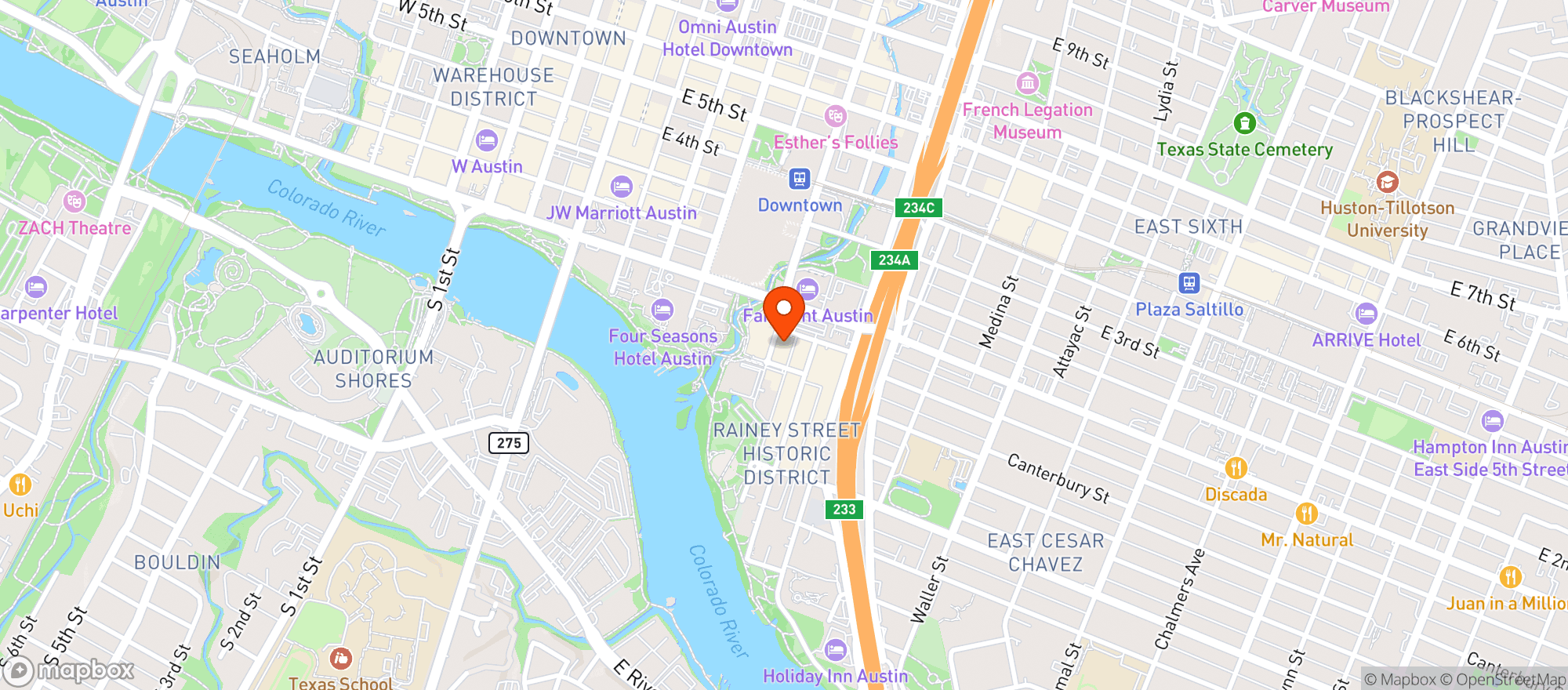 Map showing Royal Blue Grocery - Red River