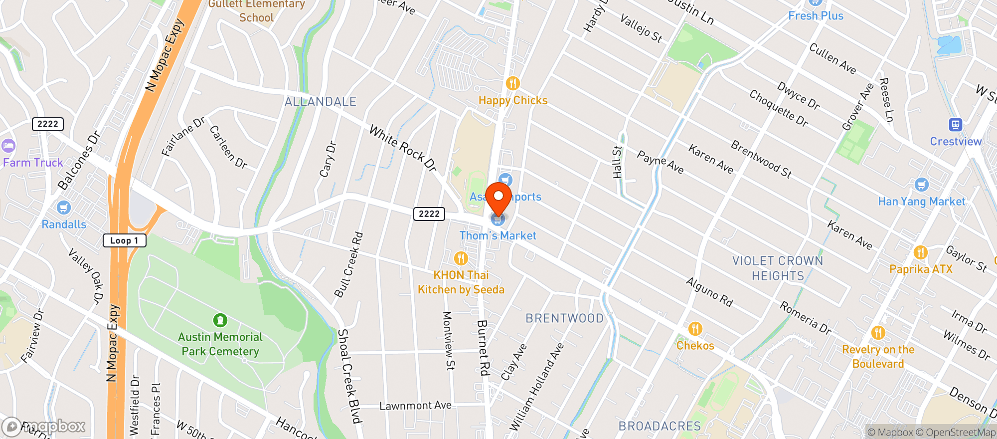 Map showing Austin’s Select Market