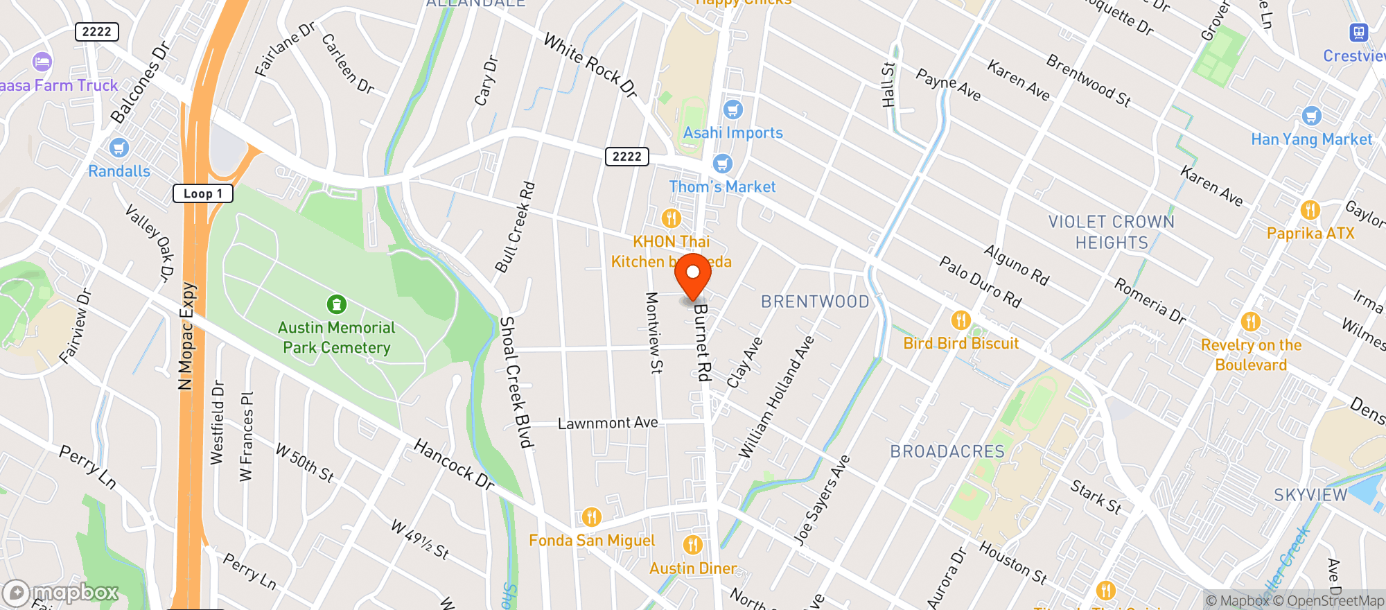 Map showing East Side Pies