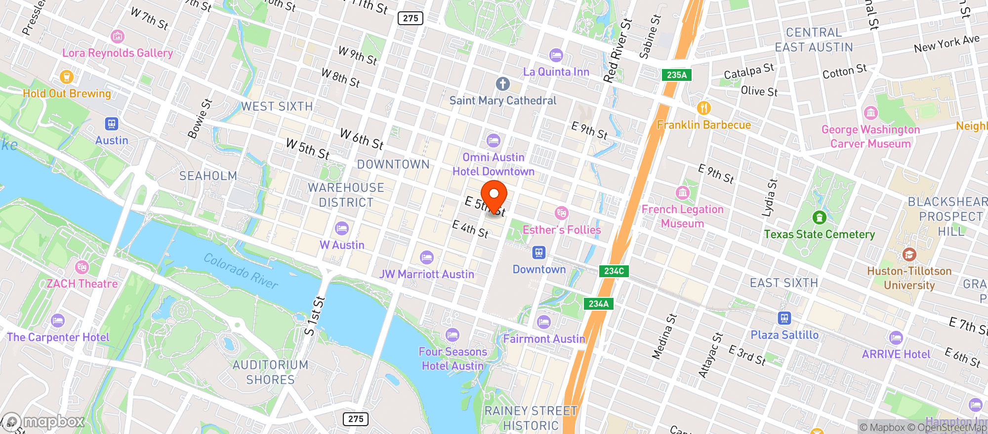 Map showing Antone's Nightclub