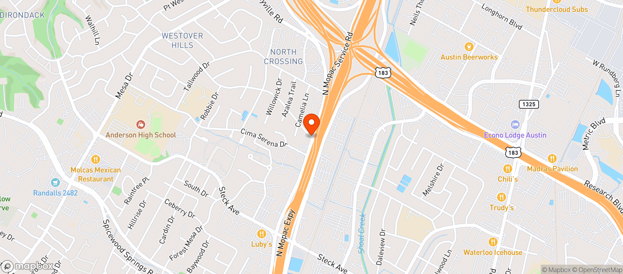 Map showing Mopac Mart
