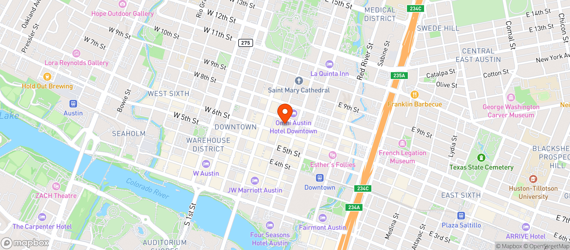Map showing Firehouse Lounge