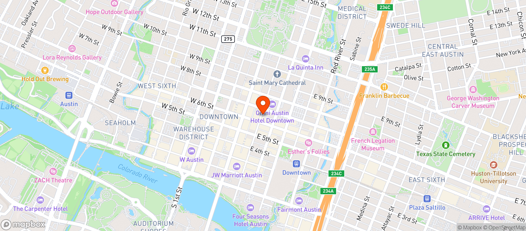 Map showing The Driskill #aushd