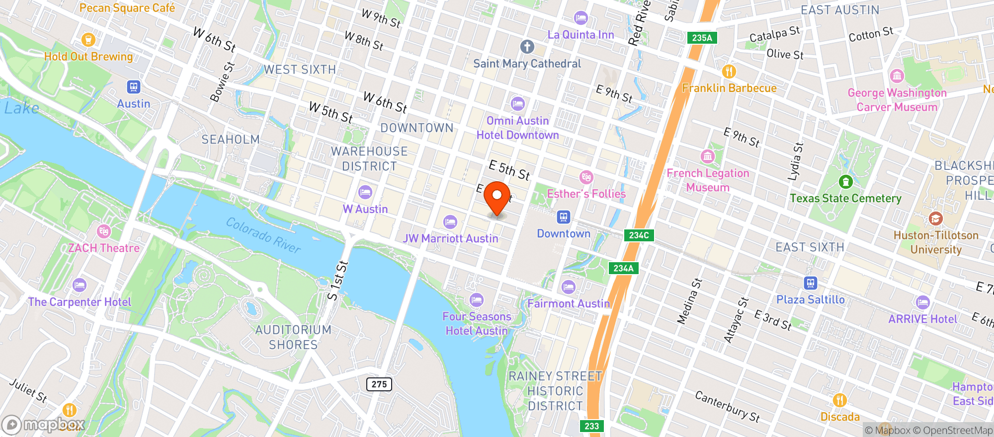 Map showing Vince Young Steakhouse