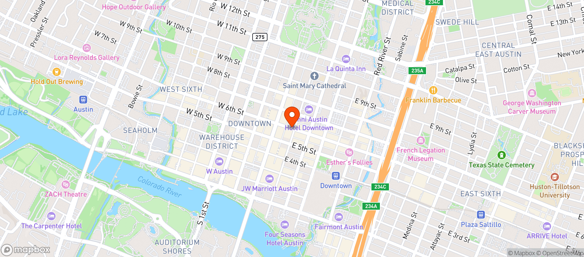 Map showing Driskill Victorian Room