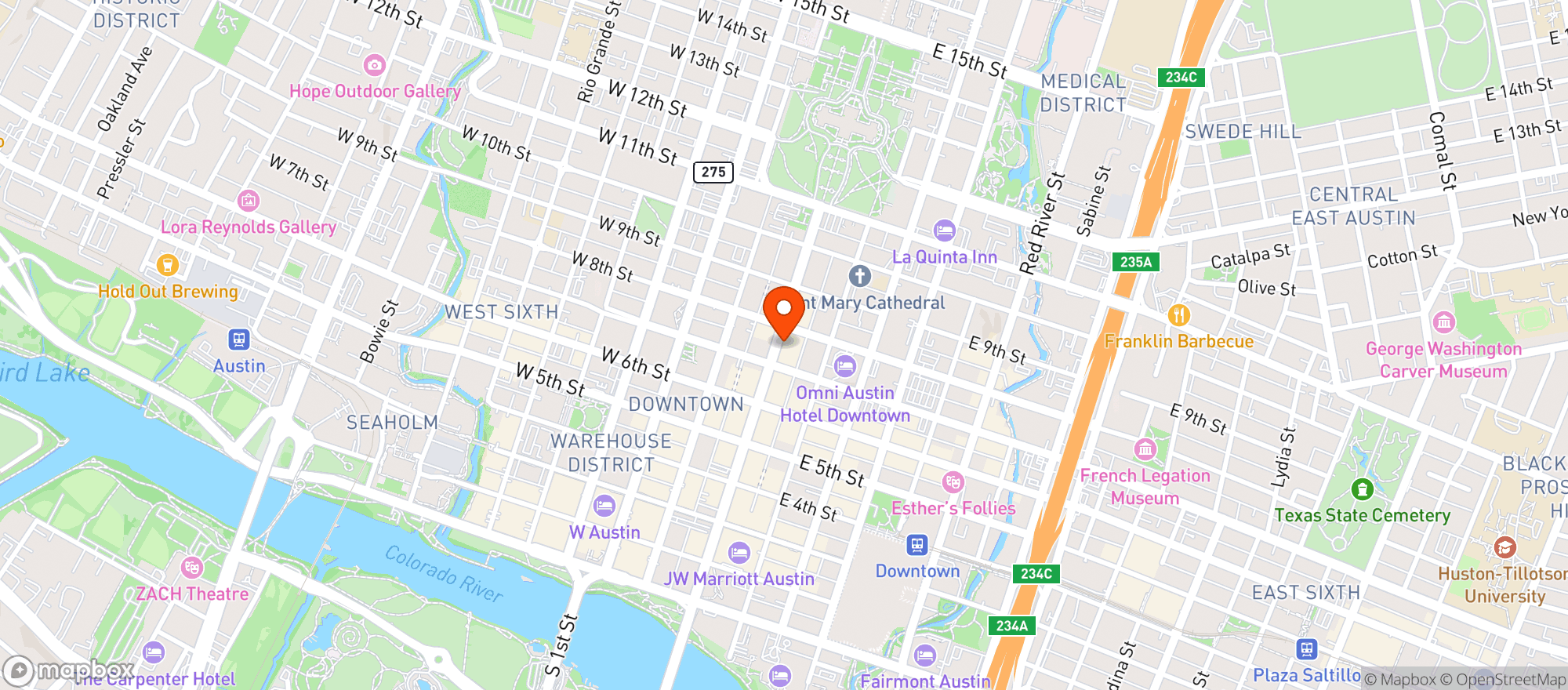 Map showing Paramount Theatre