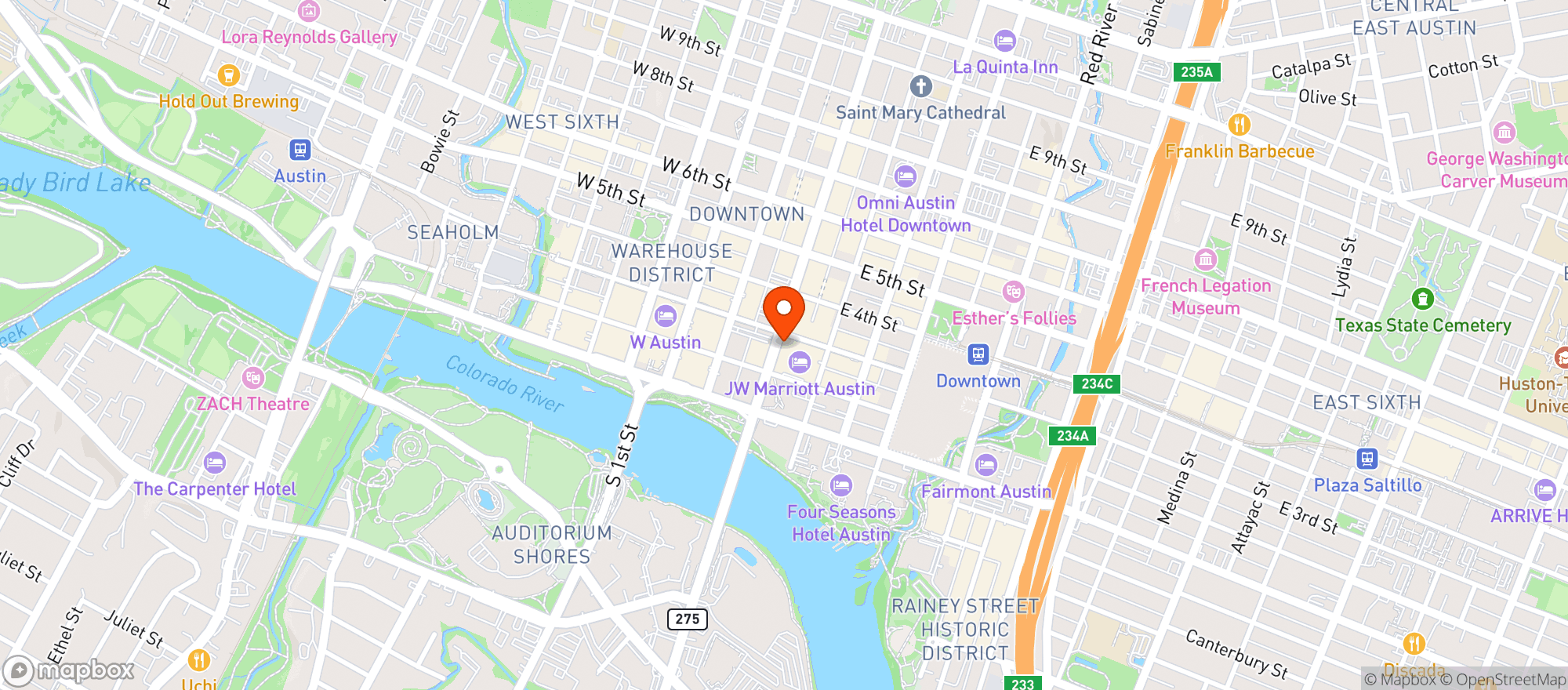 Map showing Cooper's Old Time Pit Bar-b-que