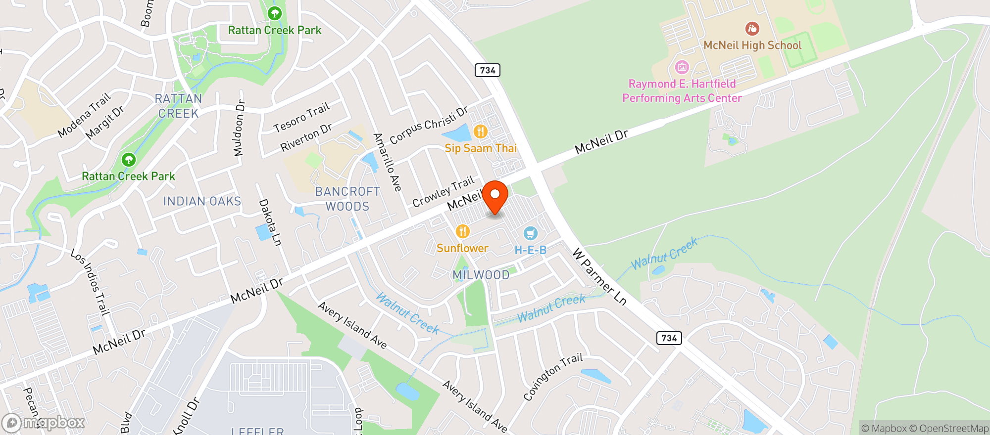 Map showing Heb Food Store