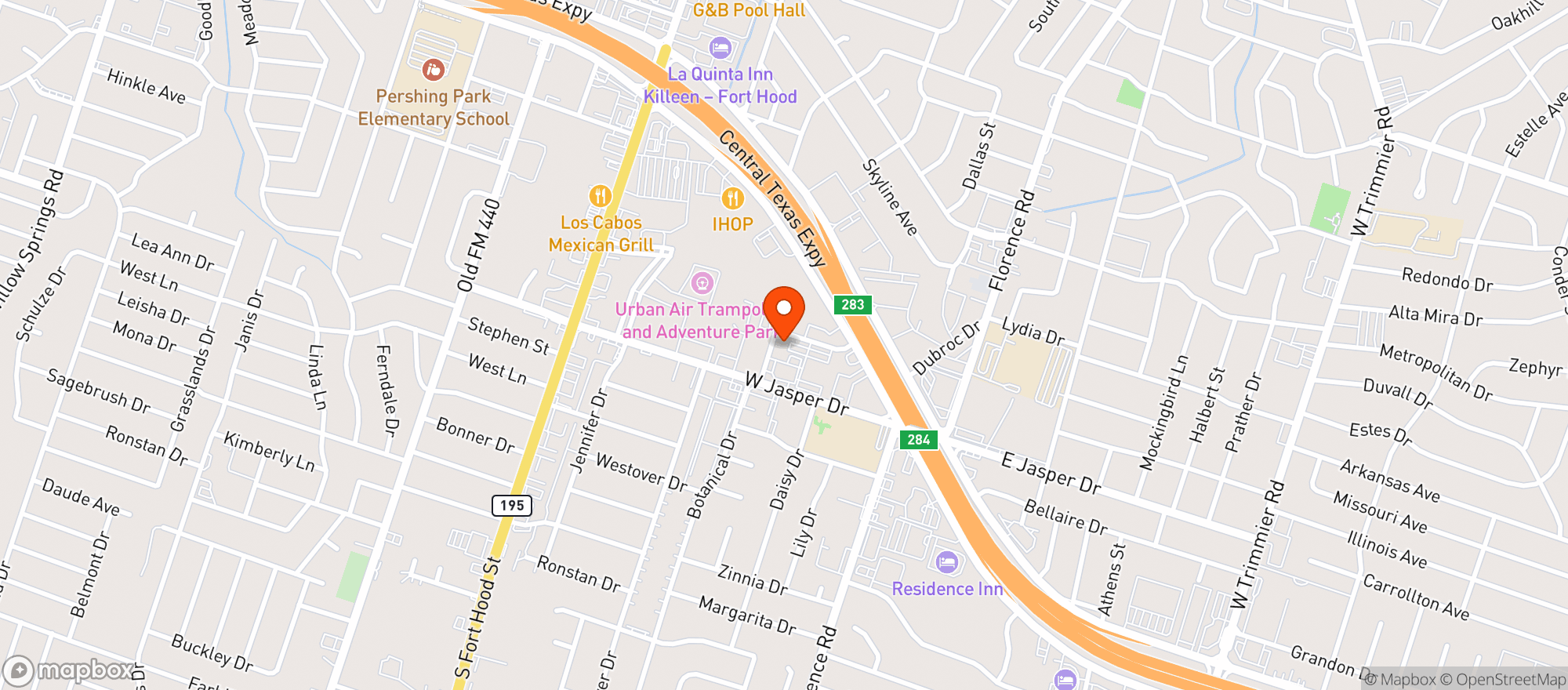 Map showing Phantom Warrior Brewing Company