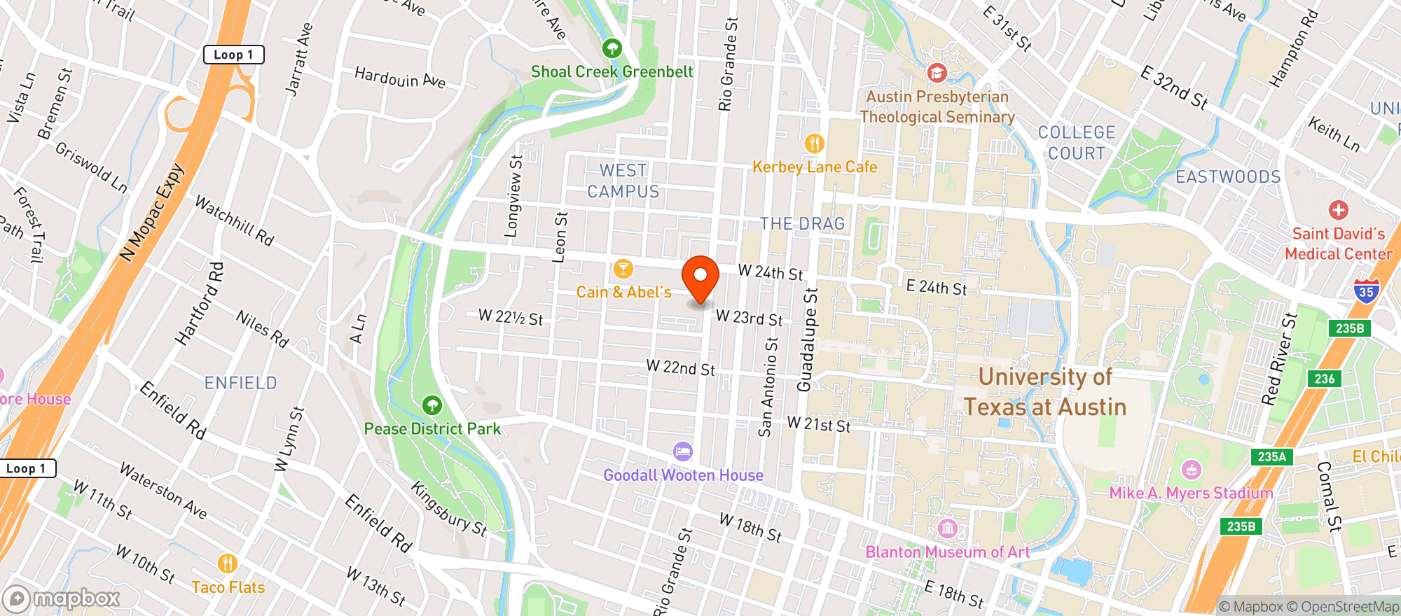 Map showing Pluckers Wing Bar