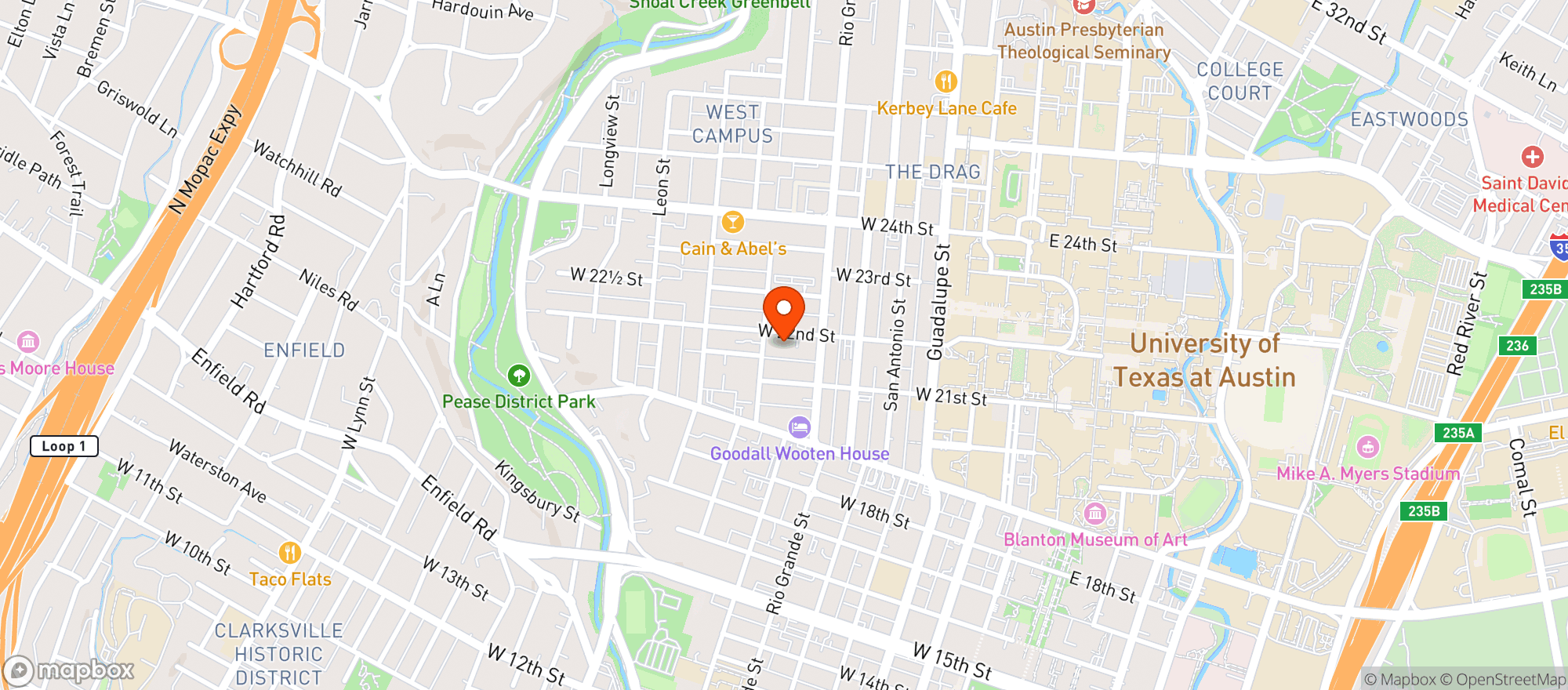 Map showing West Campus Market