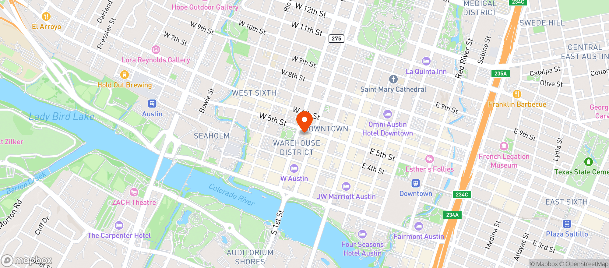 Map showing The Roosevelt Room & The Eleanor