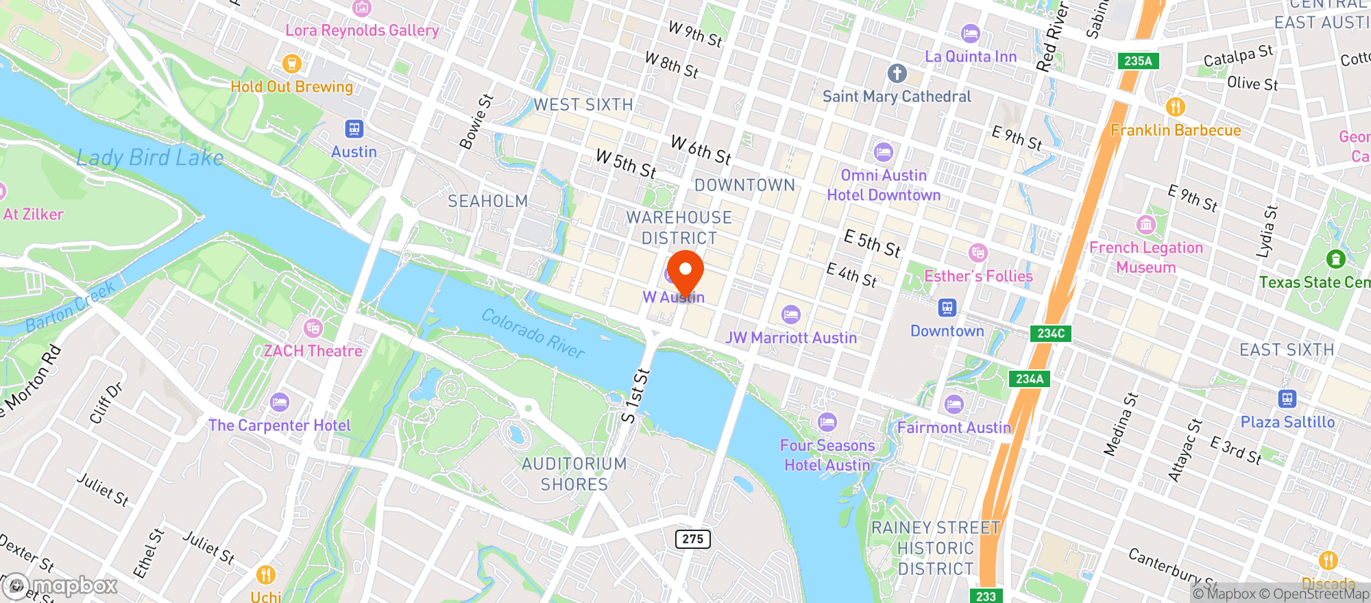 Map showing The Austinite Market