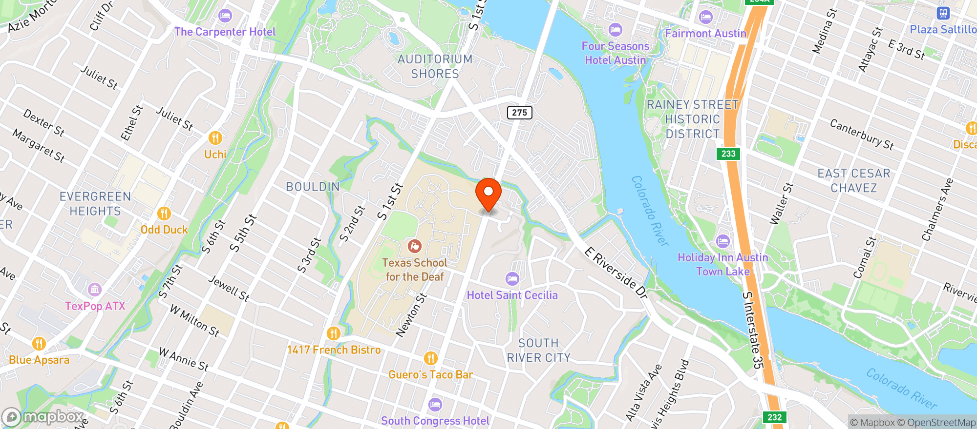Map showing The Spot