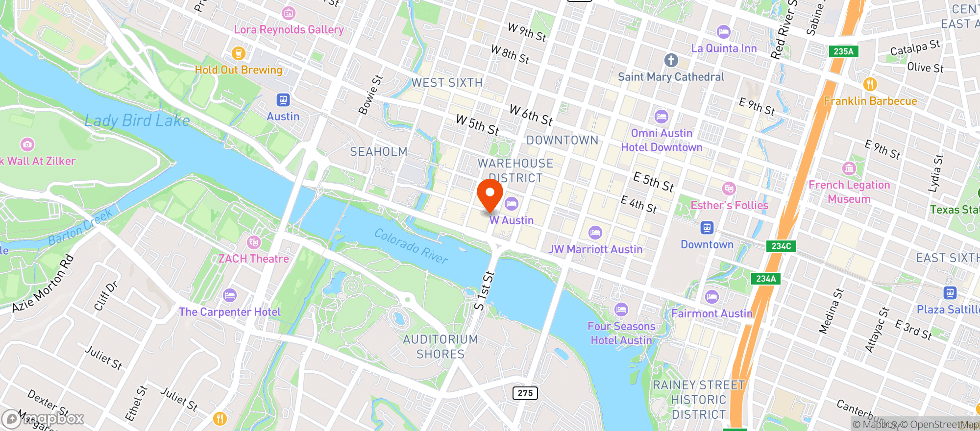 Map showing Lamberts Downtown Bbq
