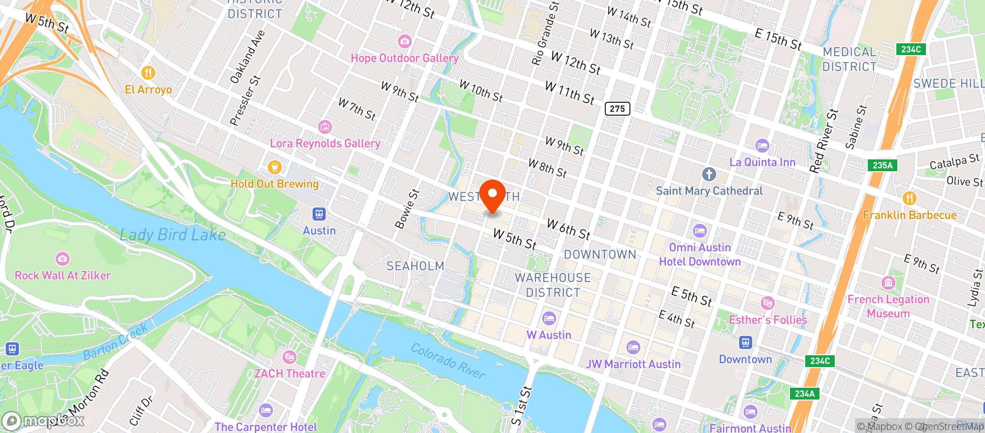 Map showing J Carver's Oyster Bar & Chophouse