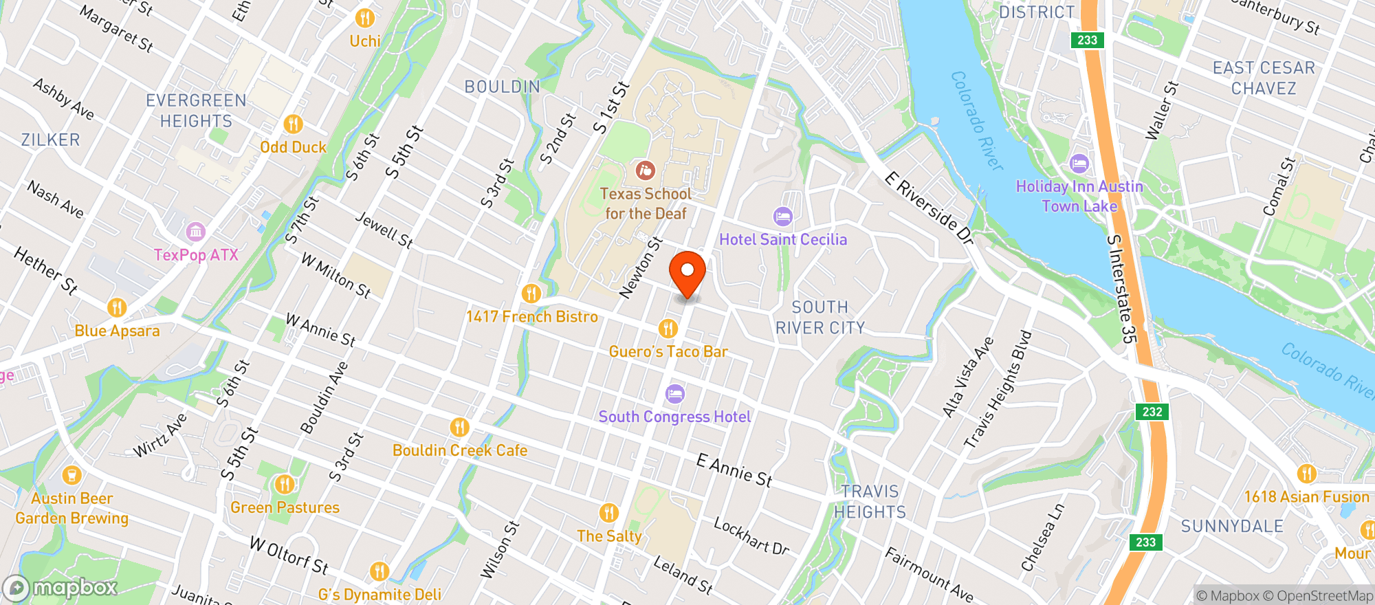 Map showing Perla's Seafood & Oyster Bar