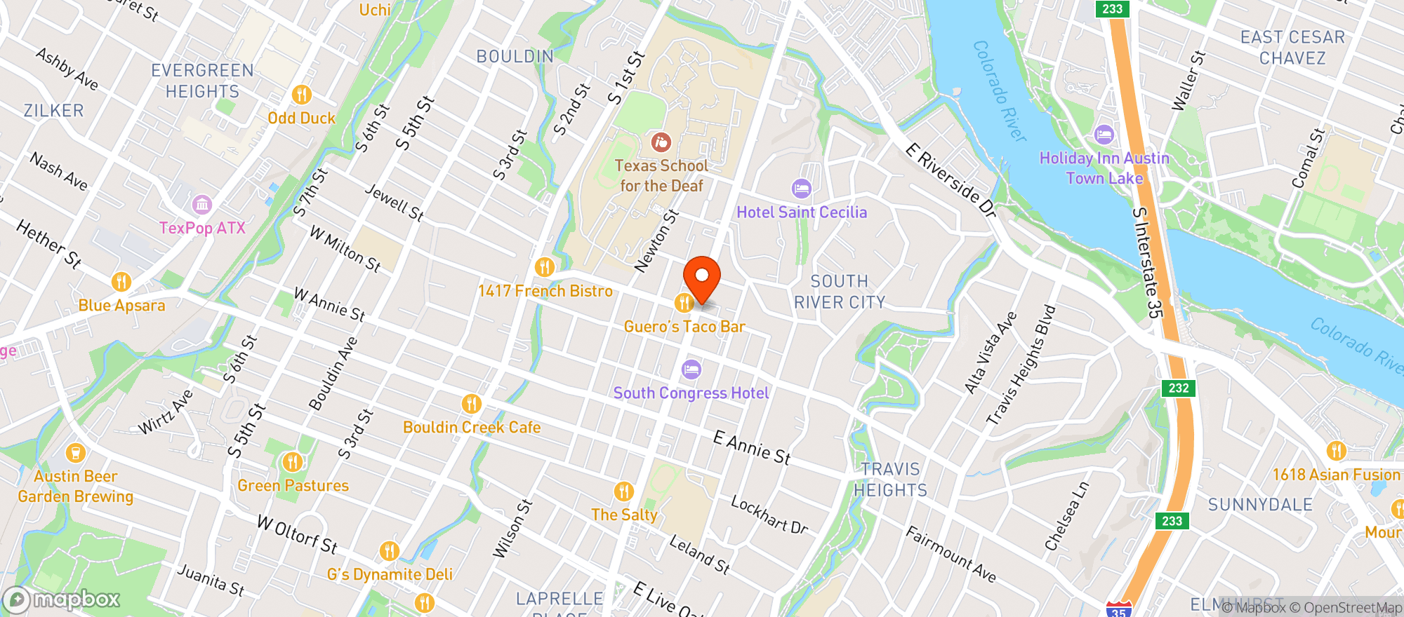 Map showing Home Slice Pizza
