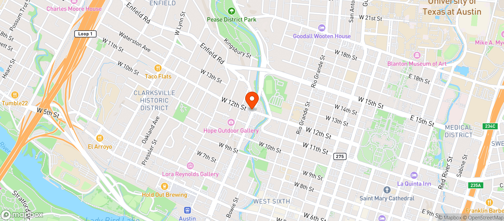 Map showing Kwick Mart N Lamar