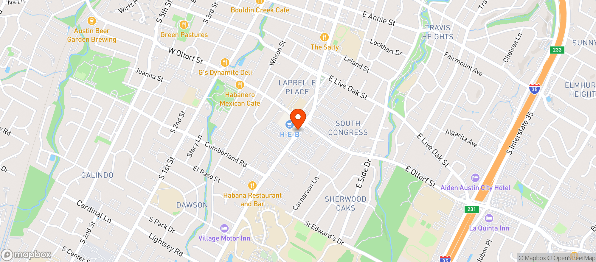 Map showing H E B Food Store