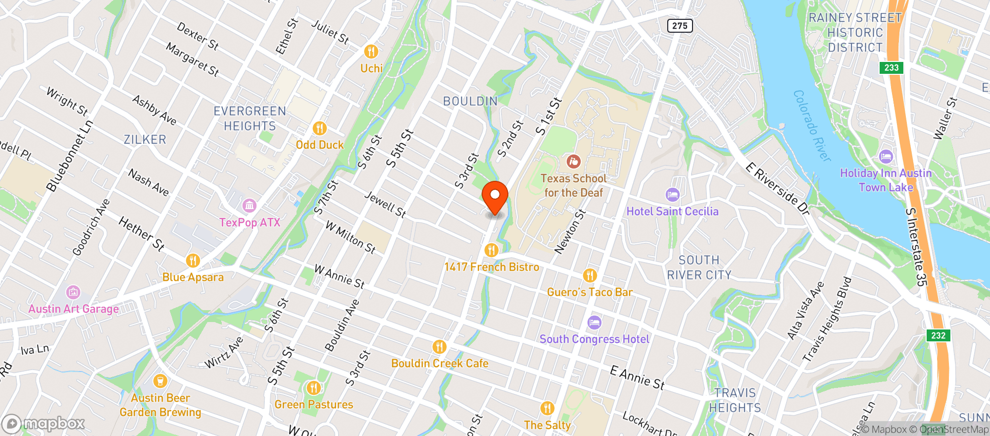 Map showing De Nada Cantina
