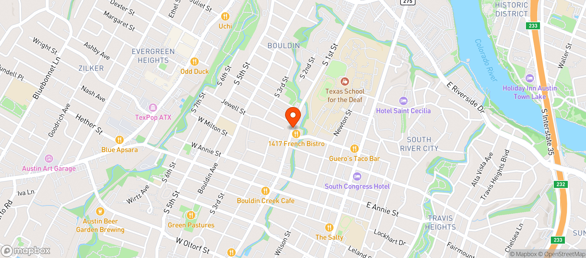 Map showing 1st Food Mart