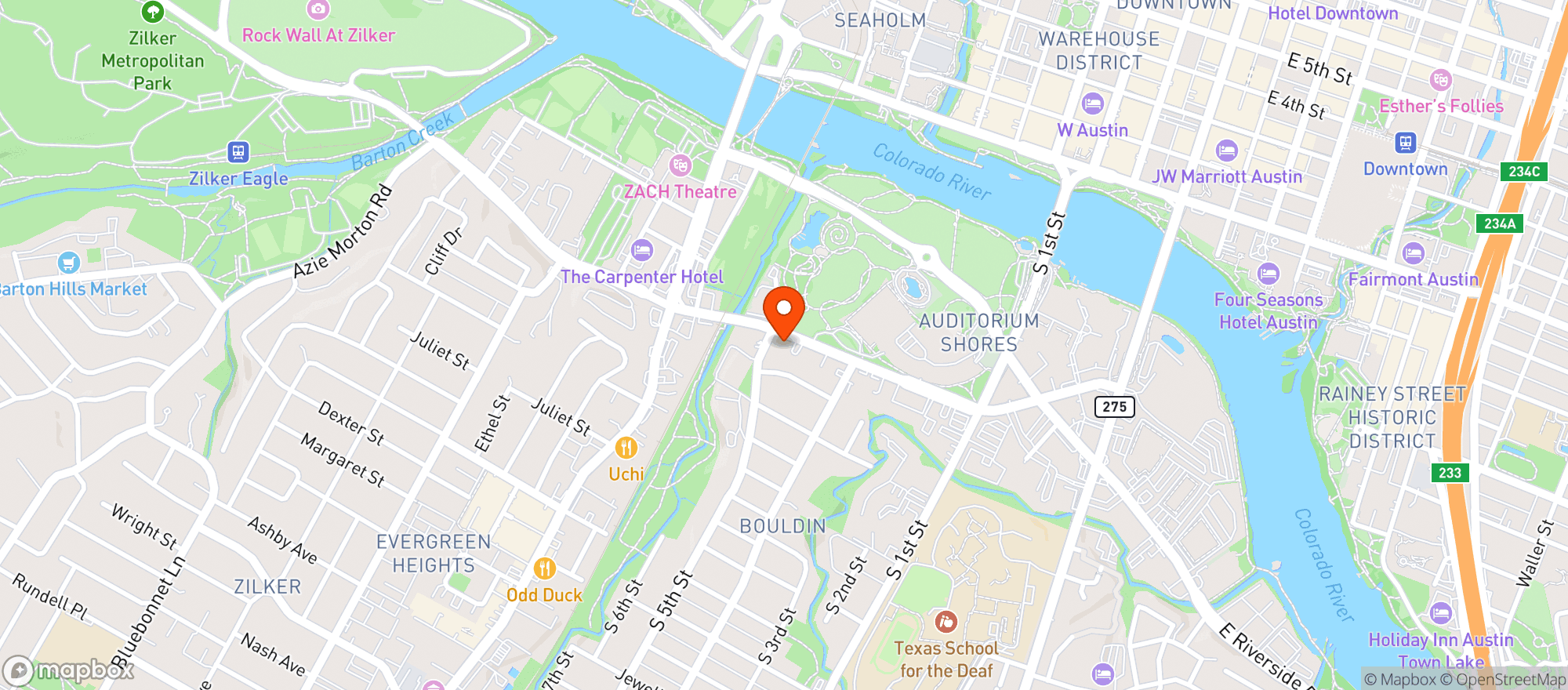 Map showing The Austinite Market