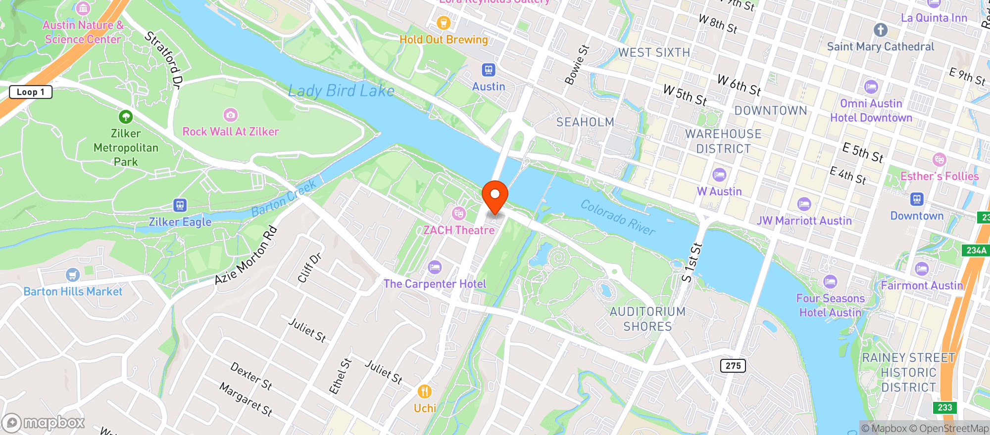 Map showing The Loren at Lady Bird Lake