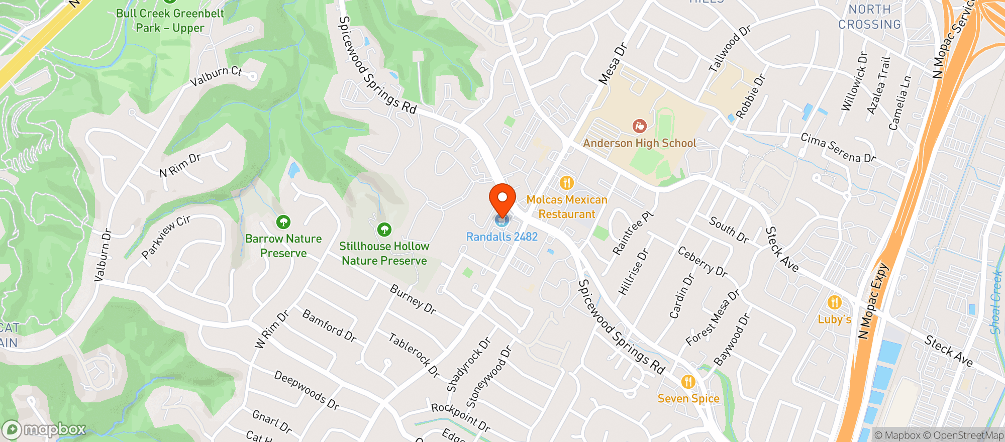 Map showing RANDALLS FOOD AND DRUG #2482