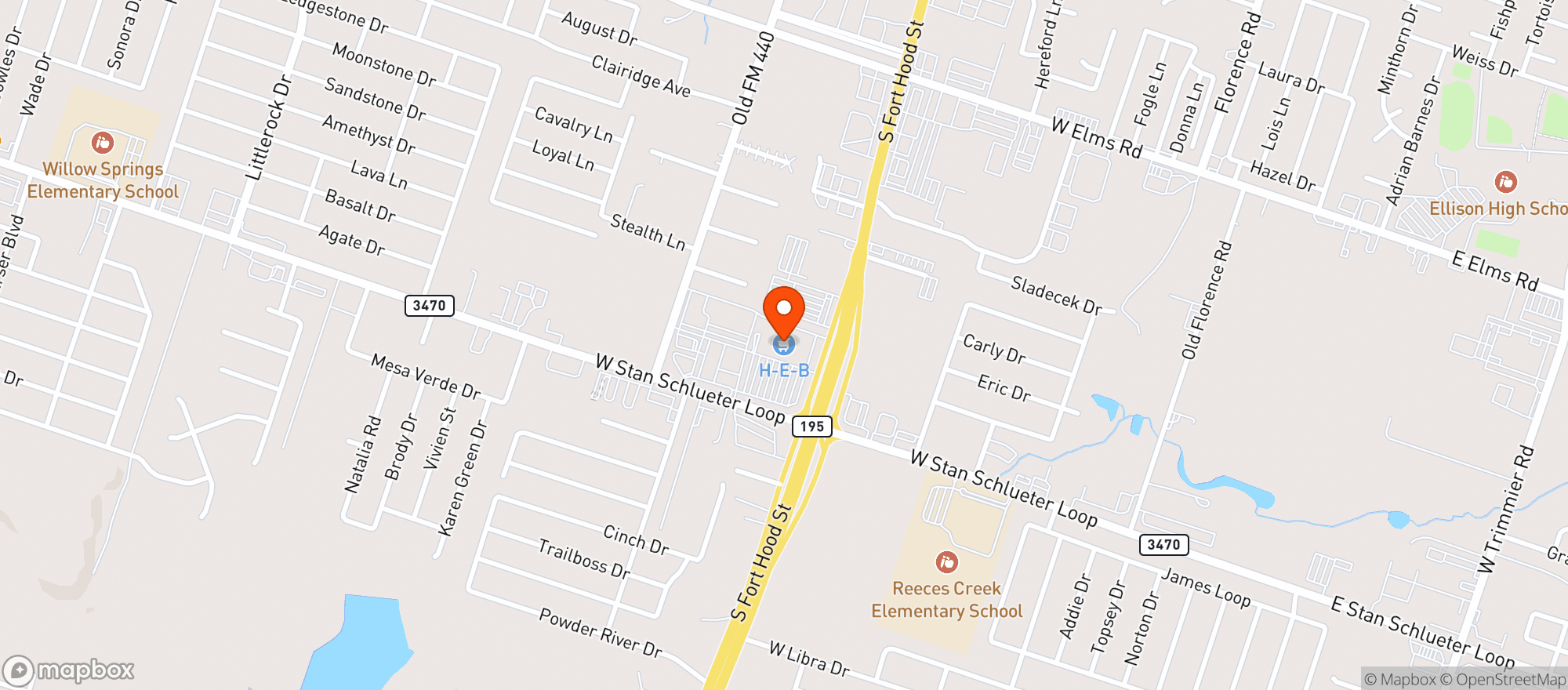 Map showing Heb Food Store