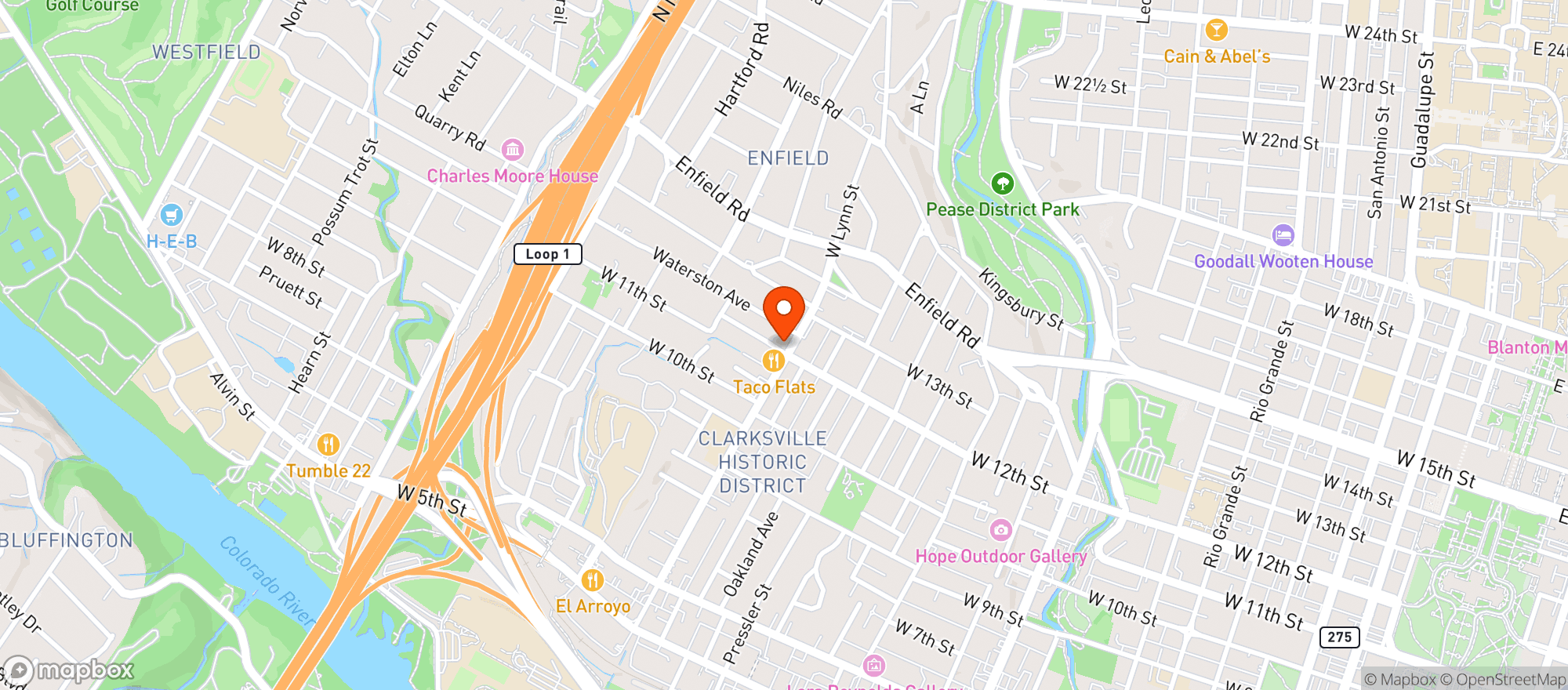 Map showing Jeffrey's Restaurant & Bar