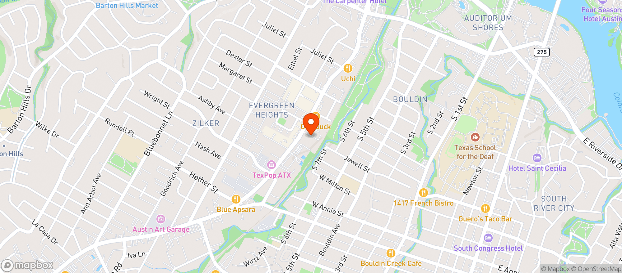 Map showing Postino - South Lamar