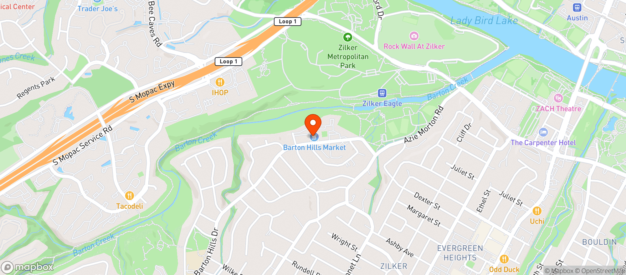 Map showing Barton Hills Market