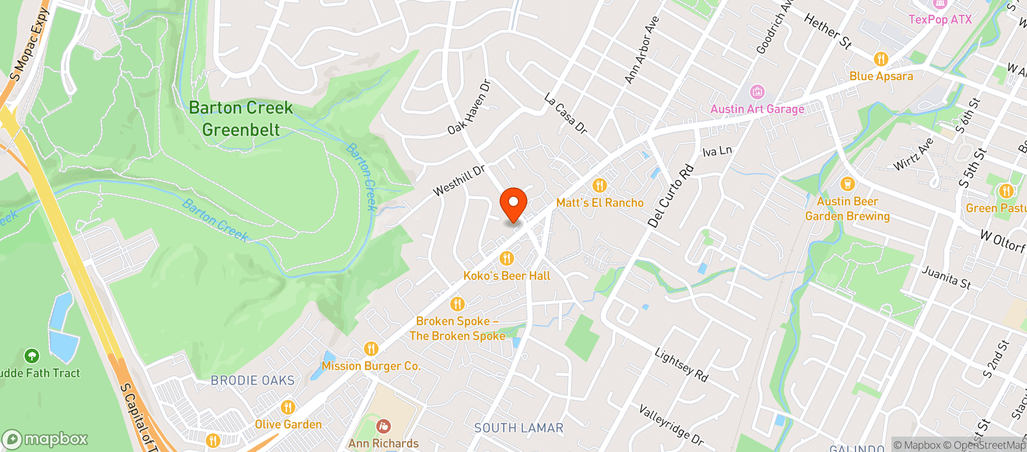 Map showing Barton Hills Food Mart