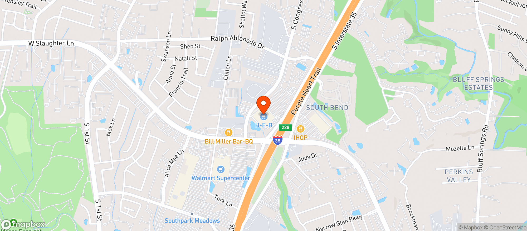 Map showing Heb Food Store