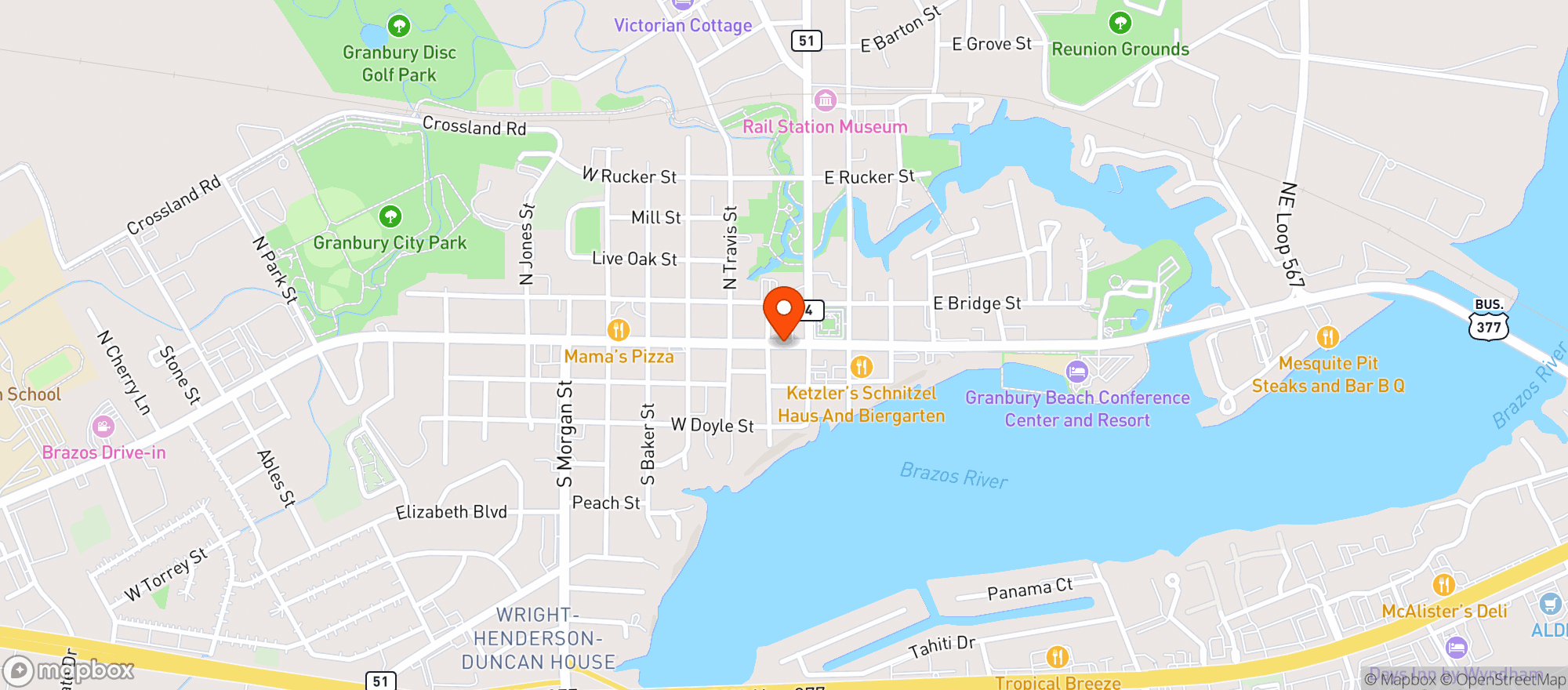 Map showing Fuzzys Taco Shop