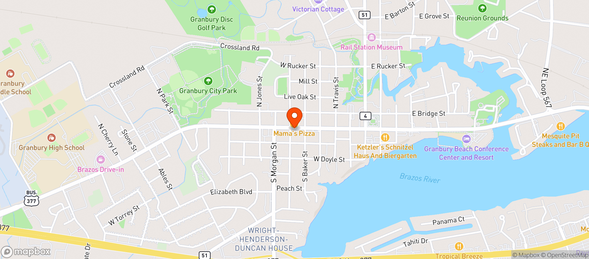 Map showing Quickway Food Stores
