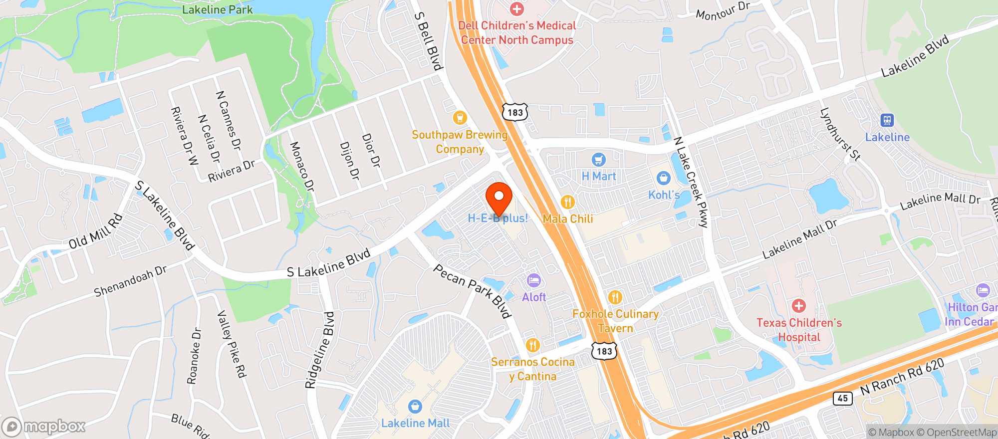 Map showing HEB #659 - Lakeline