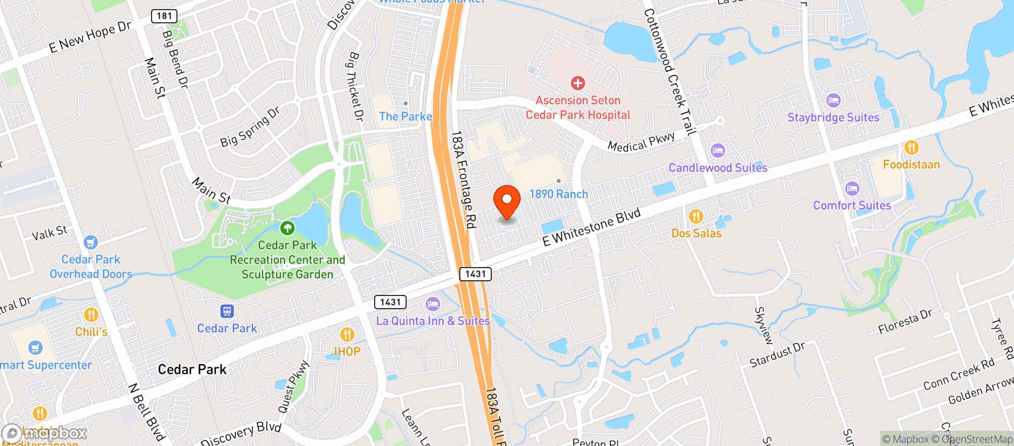 Map showing Natural Grocers by Vitamin Cottage - Natural Grocers by VC_Cedar Park (CP) - 00530045