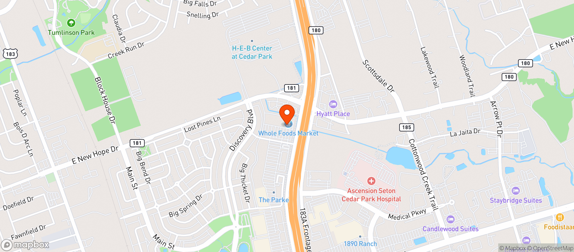 Map showing Whole Foods Market | Cedar Park